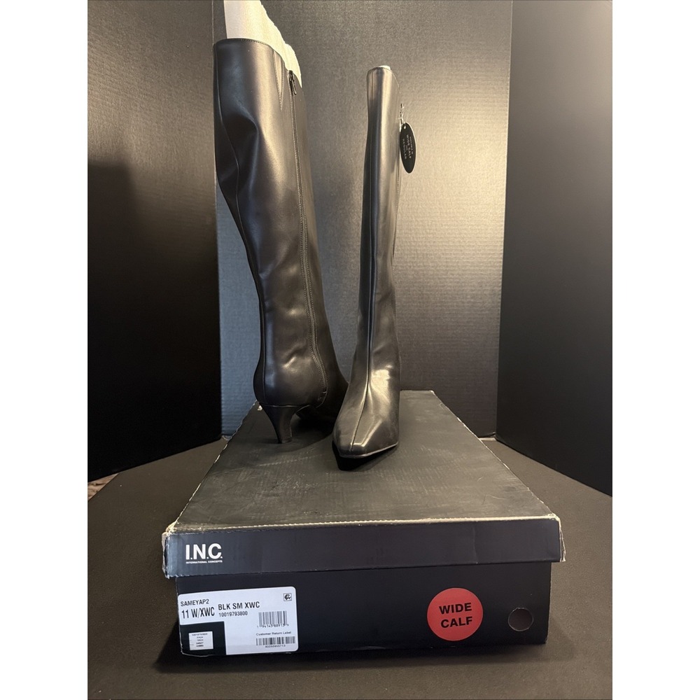 INC International Concepts Black Knee-High Pointed-Toe Boots - Picture 9 of 12